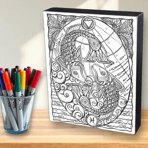 Pisces Wooden Color Book Box Sign by Primitives By Kathy